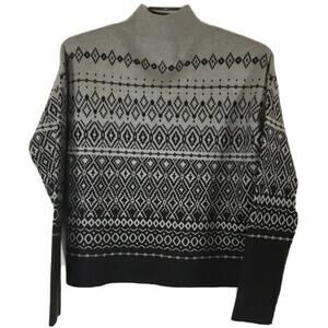 Joie X-Small Sweater Nordic Gray White Patterned Fair Isle M Pullover Soft XS